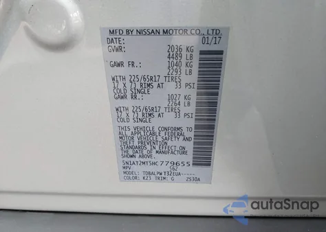 2017 Nissan Rogue S из США, поврежденный, VIN 5N1AT2MT5HC779655